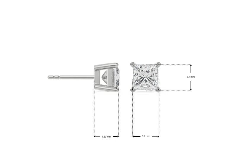0.5 CT Timeless Princess Lab Grown Diamond Solitaire Studs 9KT