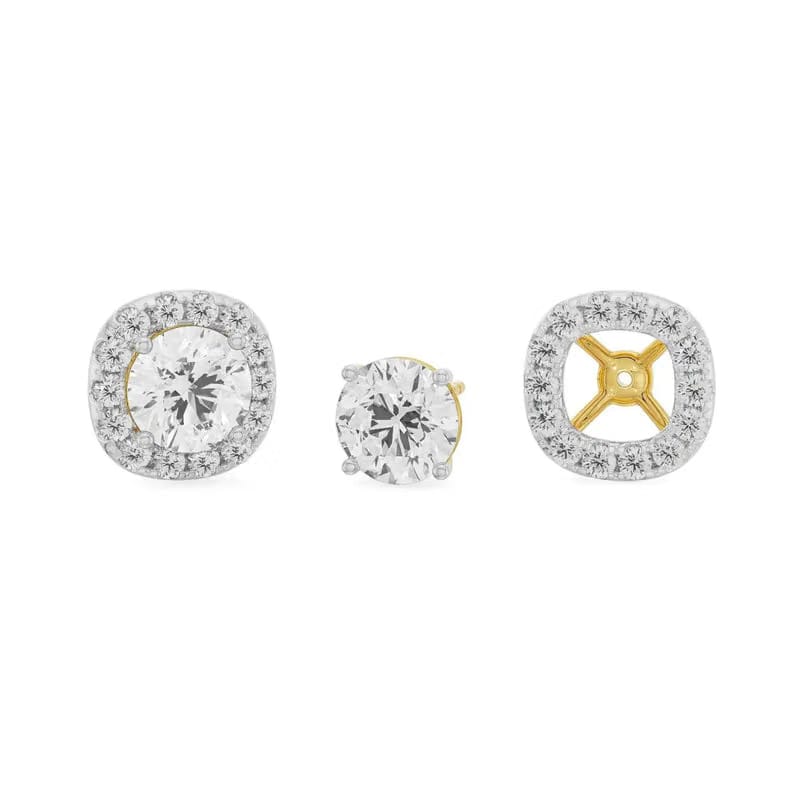 0.50 CT Cushion Halo Lab Grown Diamond Detachable Studs