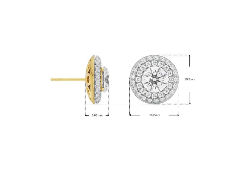 0.50 CT Double Halo Detachable Lab Diamond Studs 9KT