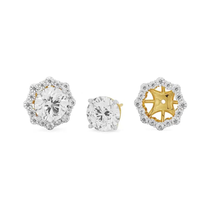 0.50 CT Floral Halo Detachable Lab Diamond Studs 9KT