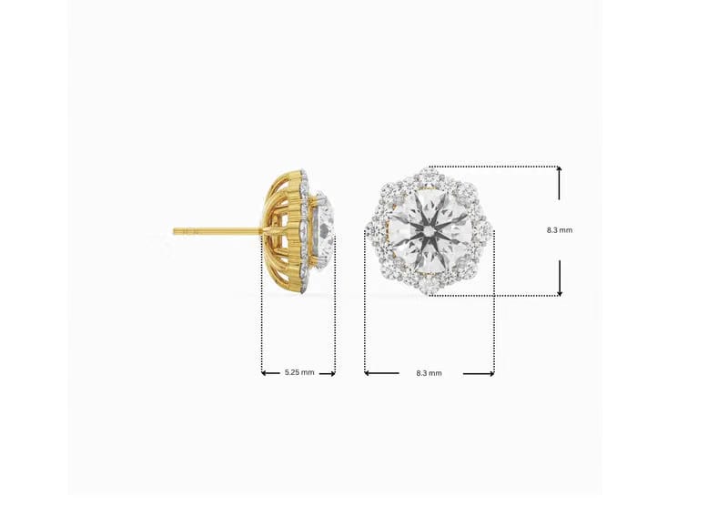 0.50 CT Floral Halo Detachable Lab Diamond Studs 9KT