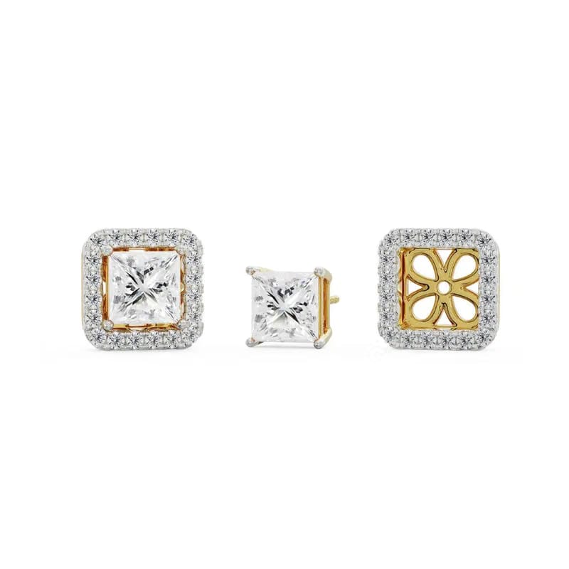0.50 CT Princess Frame Lab Diamond Studs