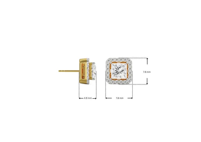 0.50 CT Princess Frame Lab Diamond Studs