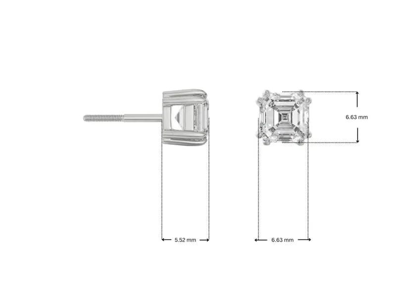 1 CT Asscher Lab Grown Diamond Studs