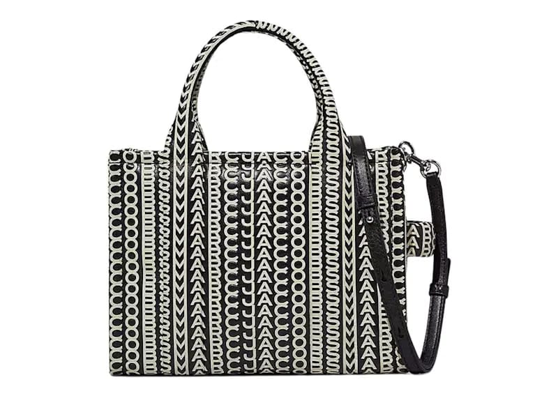 Marc Jacobs The Monogram Leather Small Tote Black/White