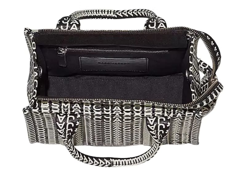 Marc Jacobs The Monogram Leather Small Tote Black/White