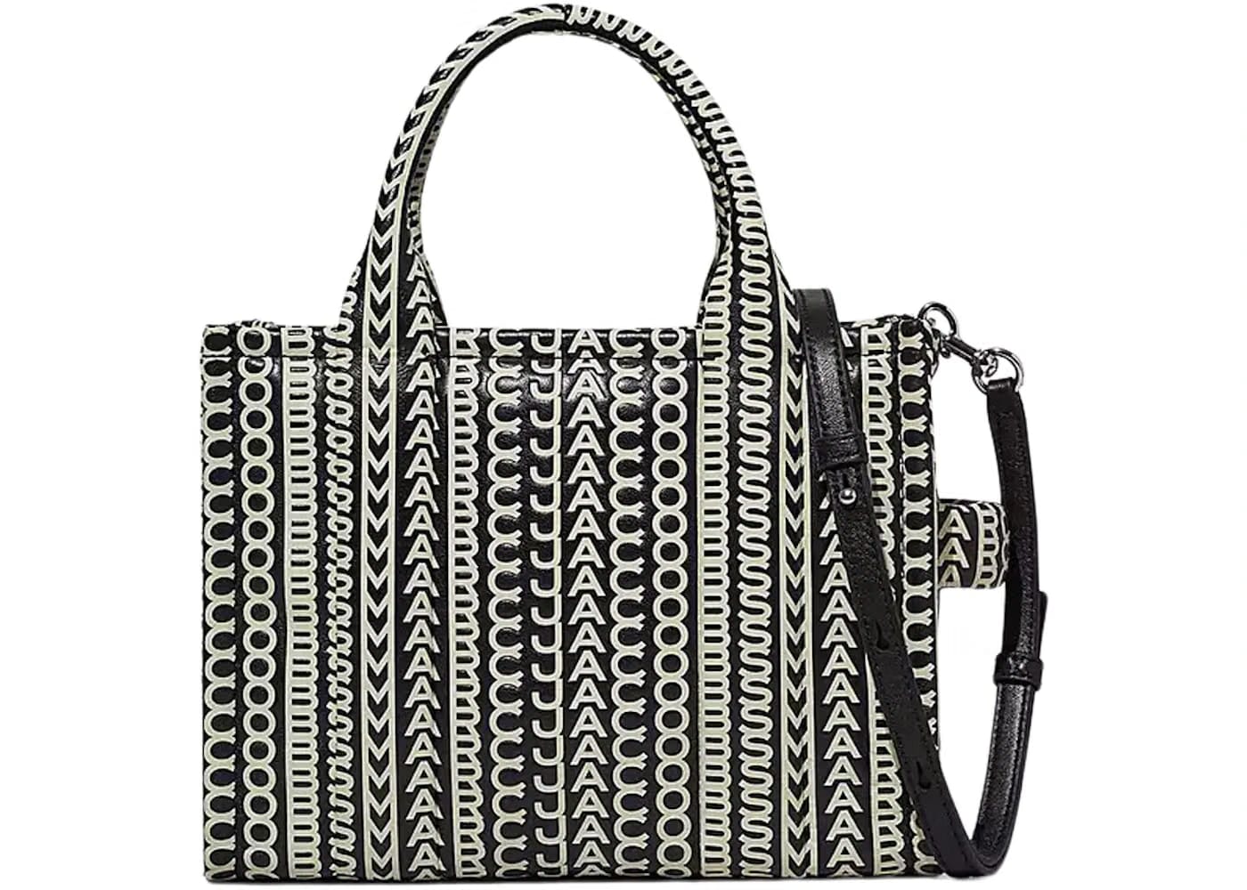Marc Jacobs The Monogram Leather Small Tote Black/White