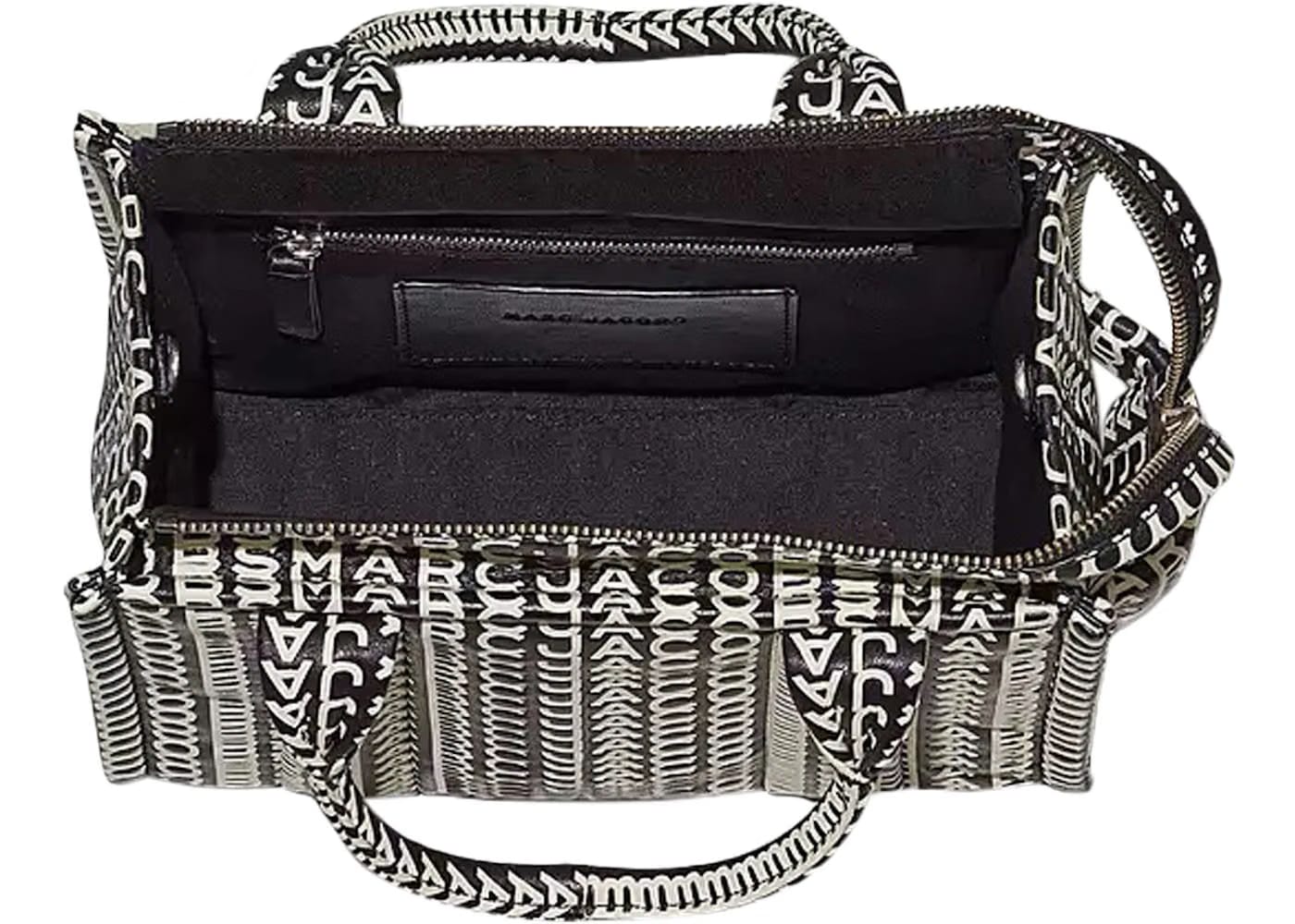Marc Jacobs The Monogram Leather Small Tote Black/White