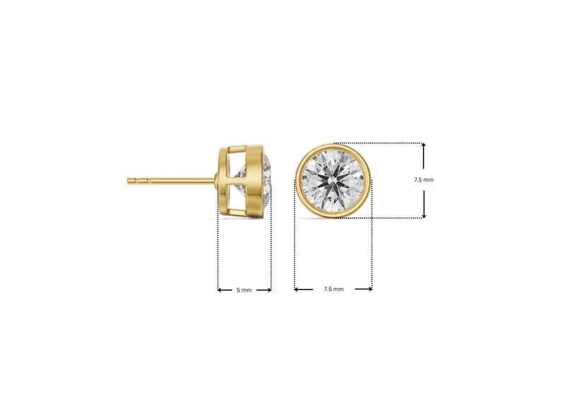 1 CT Classic Bezel Lab Grown Diamond Solitaire Studs