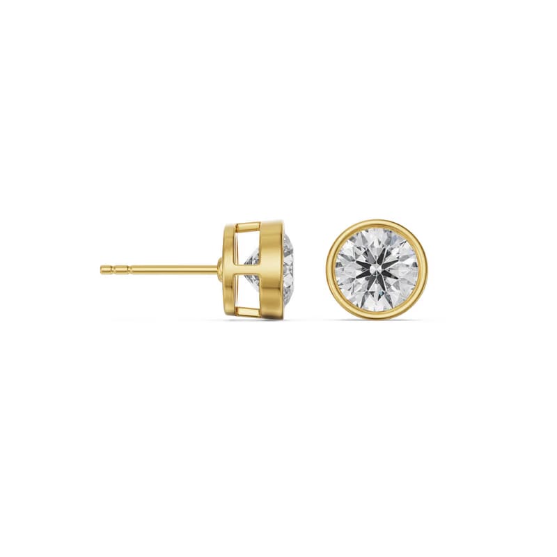 1 CT Classic Bezel Lab Grown Diamond Solitaire Studs 9KT