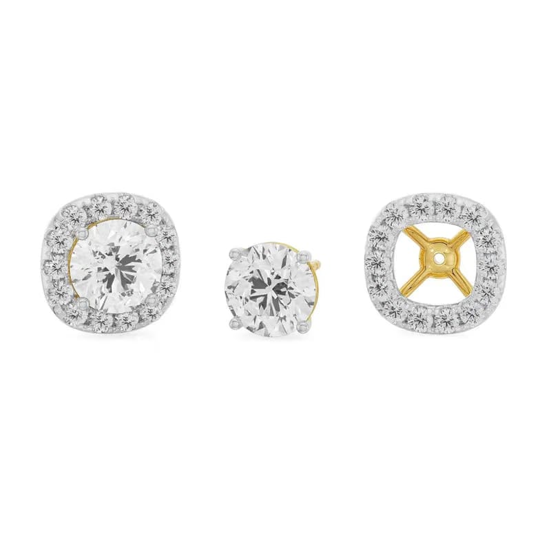 1 CT Cushion Halo Lab Grown Diamond Detachable Studs