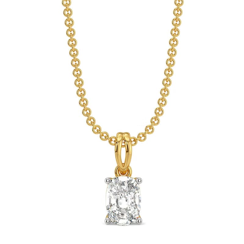 1 CT Cushion Lab Grown Diamond Solitaire Pendant 9KT