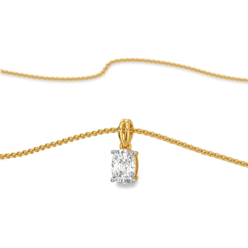 1 CT Cushion Lab Grown Diamond Solitaire Pendant 9KT