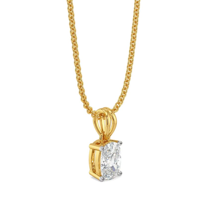1 CT Cushion Lab Grown Diamond Solitaire Pendant 9KT