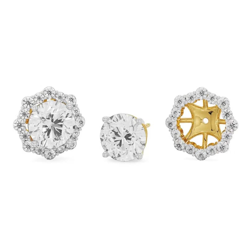 1 CT Floral Halo Detachable Lab Diamond Studs