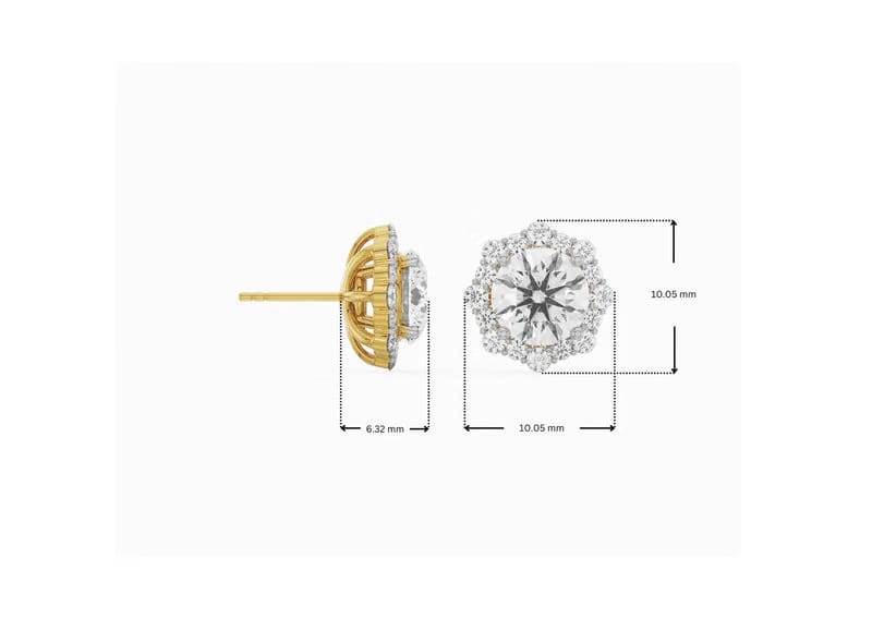 1 CT Floral Halo Detachable Lab Diamond Studs