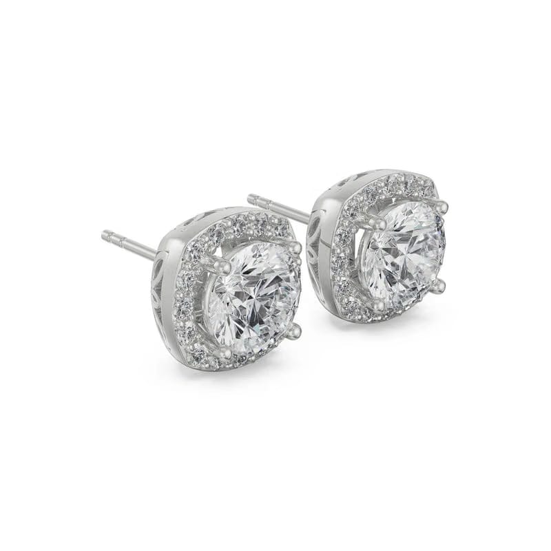 1 CT Halo Cushion Cut Lab Grown Diamond Studs