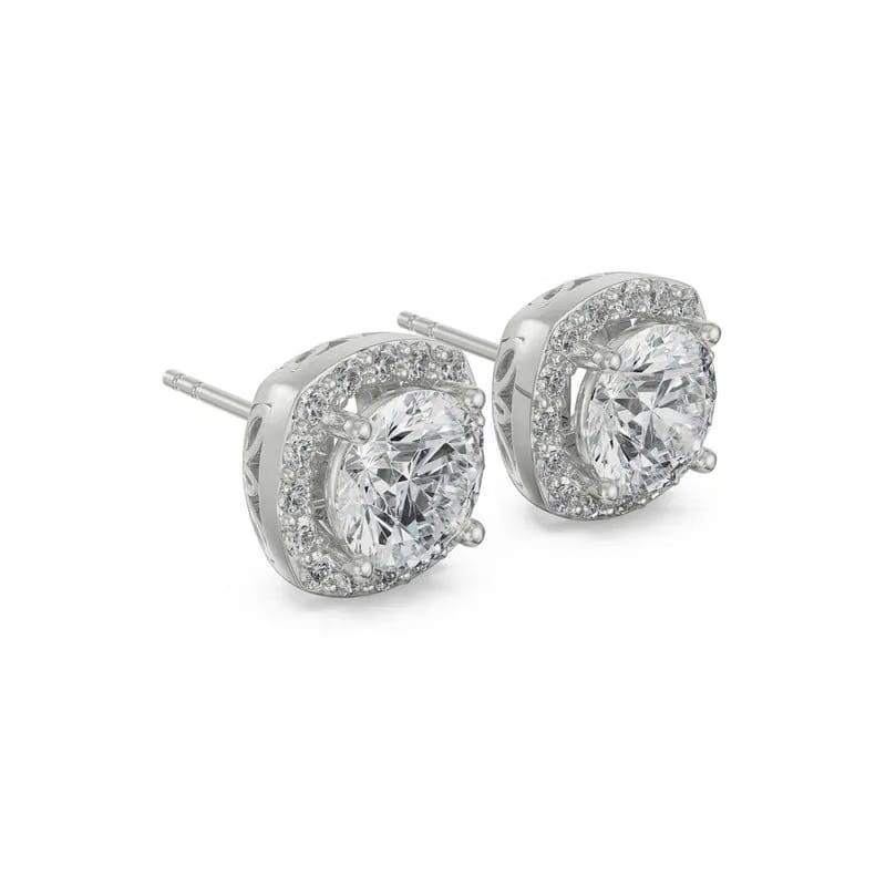 1 CT Halo Cushion Cut Lab Grown Diamond Studs 9KT