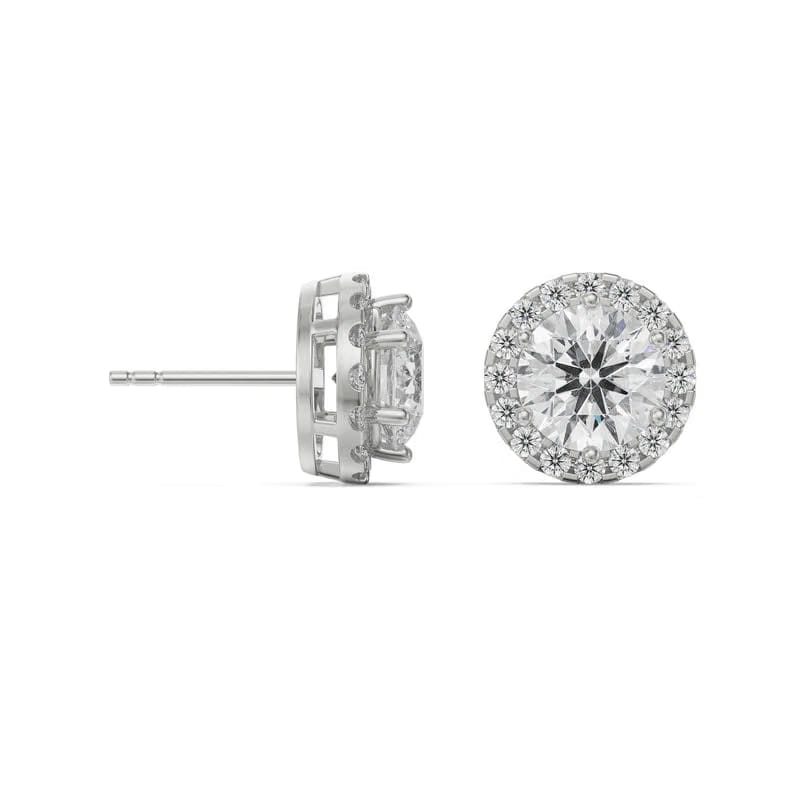 1 CT Halo Lab Grown Diamond Solitaire Earrings