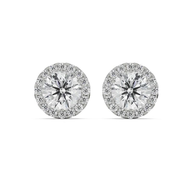 1 CT Halo Lab Grown Diamond Solitaire Earrings
