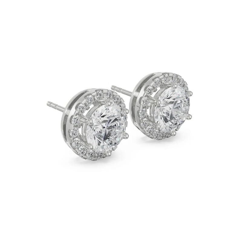 1 CT Halo Lab Grown Diamond Solitaire Earrings