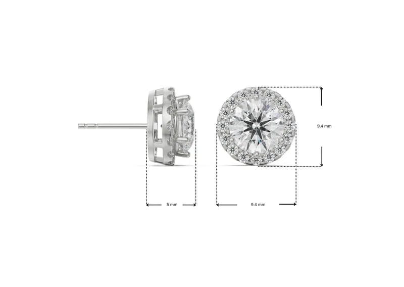 1 CT Halo Lab Grown Diamond Solitaire Earrings