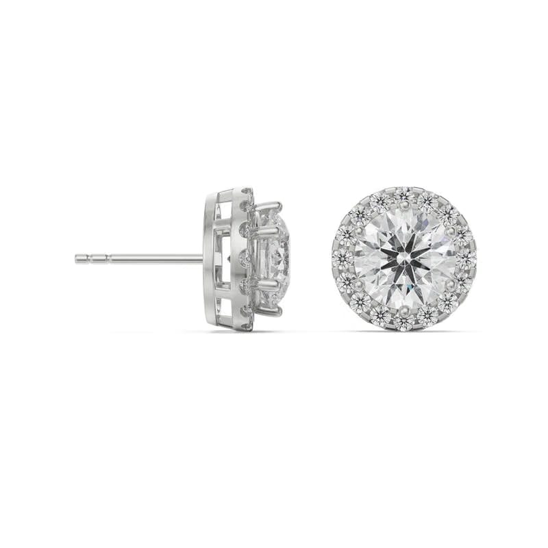 1 CT Halo Lab Grown Diamond Solitaire Earrings 9KT