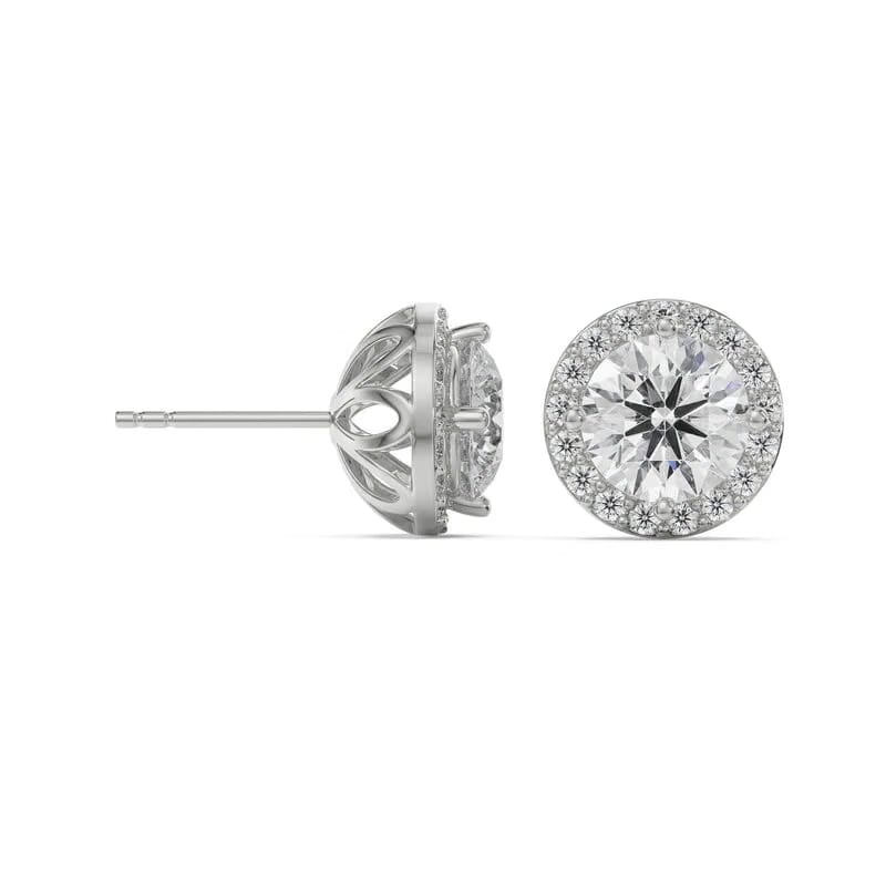 1 CT Halo Lab Grown Diamond Solitaire Studs