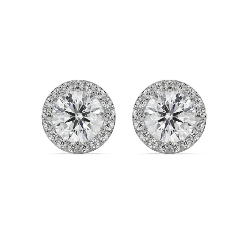 1 CT Halo Lab Grown Diamond Solitaire Studs