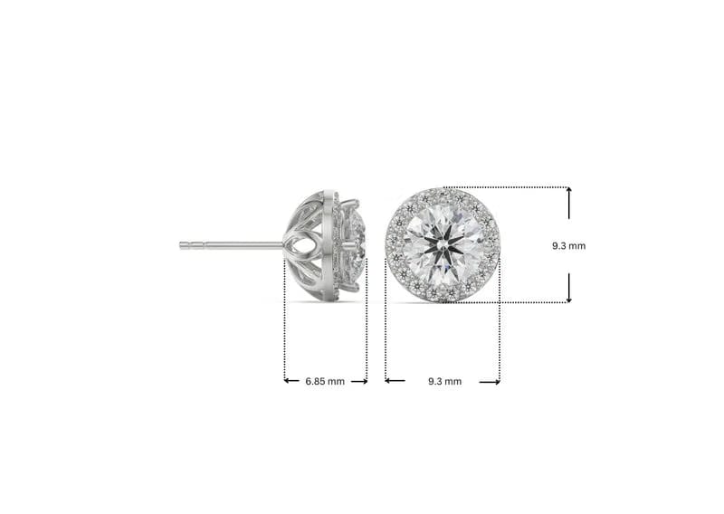 1 CT Halo Lab Grown Diamond Solitaire Studs