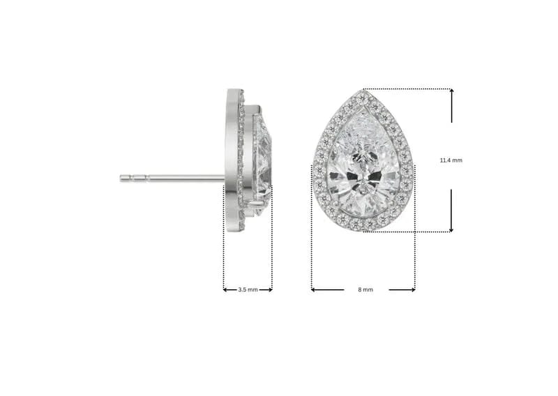1 CT Lab Grown Diamond Solitaire Pear Earrings