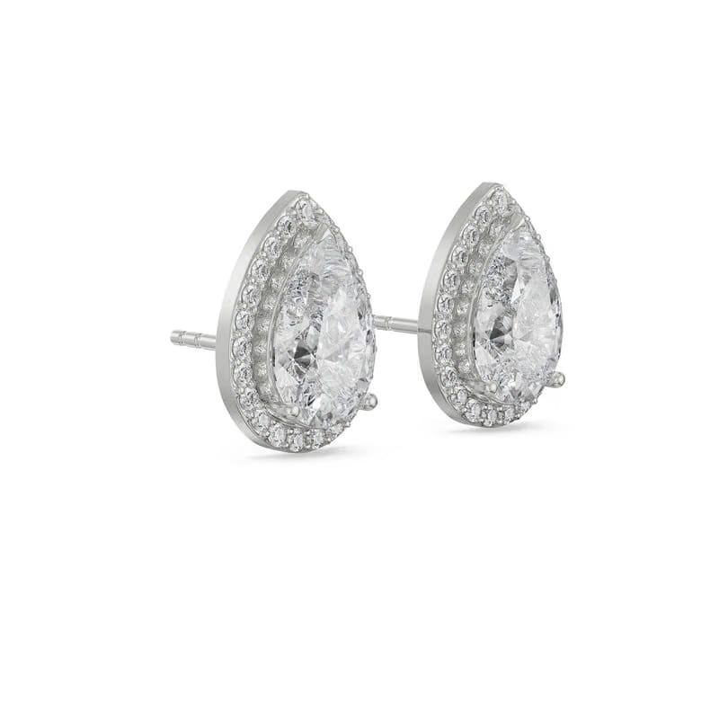 1 CT Lab Grown Diamond Solitaire Pear Earrings 9KT