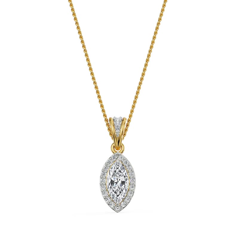 1 CT Marquise Halo Lab Diamond Pendant