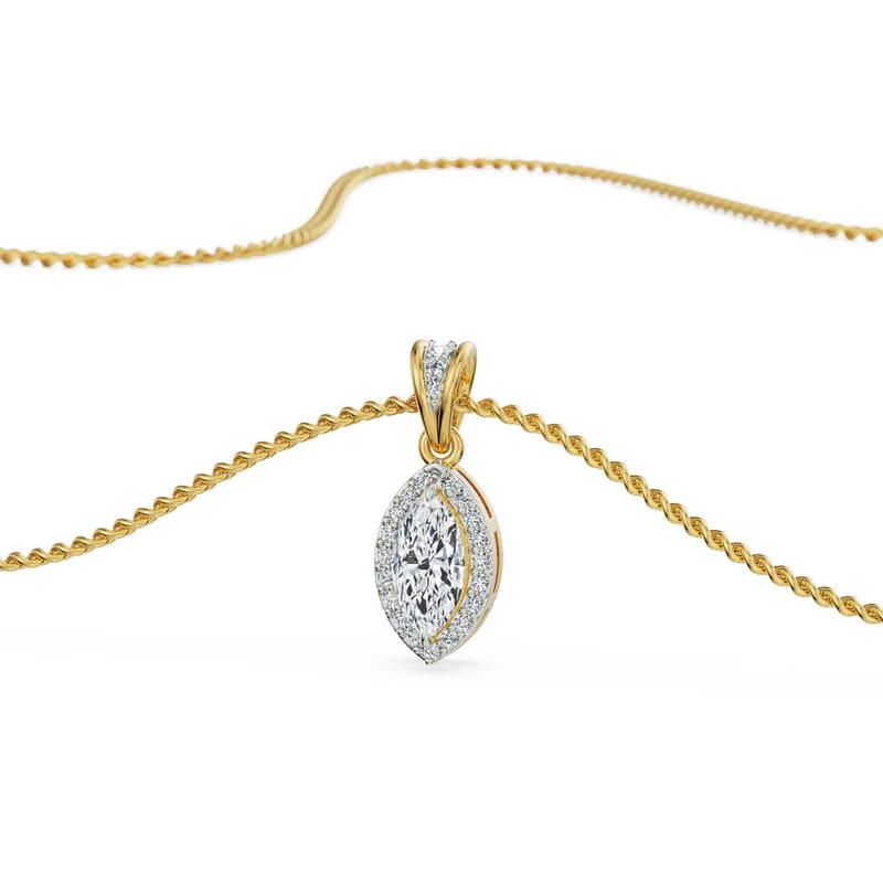 1 CT Marquise Halo Lab Diamond Pendant