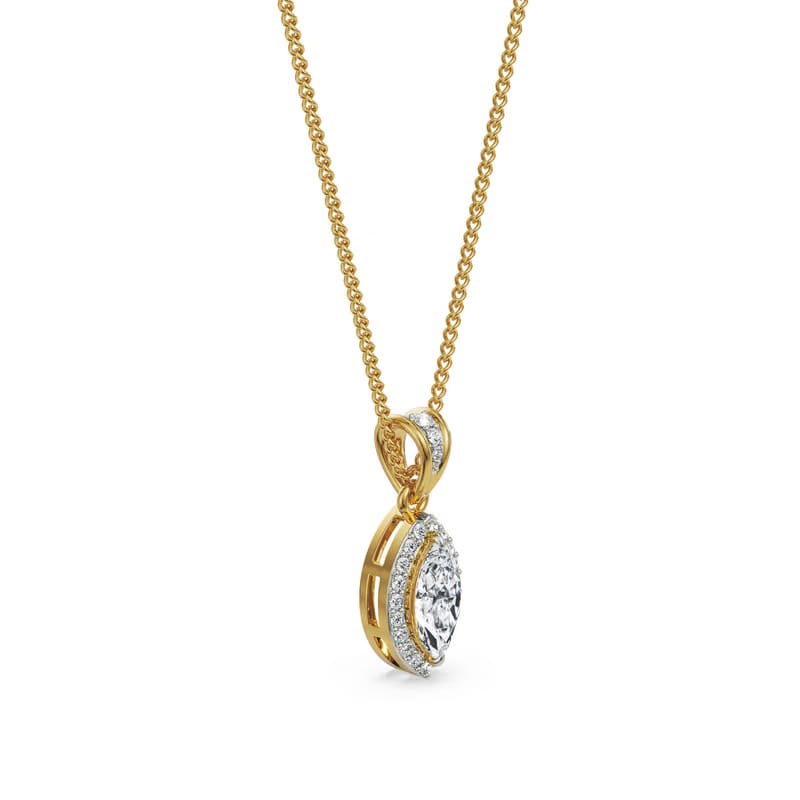 1 CT Marquise Halo Lab Diamond Pendant