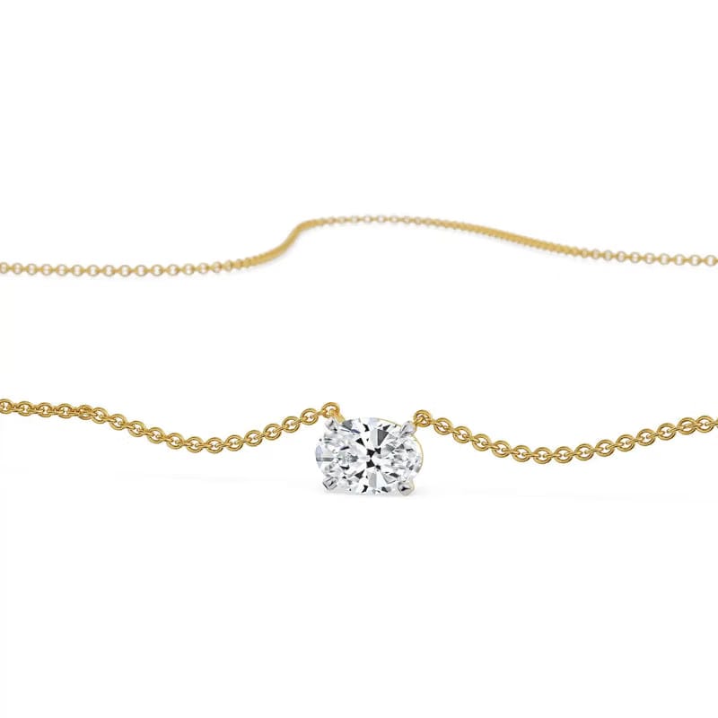 1 CT Oval Lab Grown Diamond Necklace 9KT
