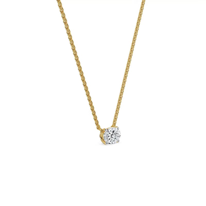 1 CT Oval Lab Grown Diamond Necklace 9KT