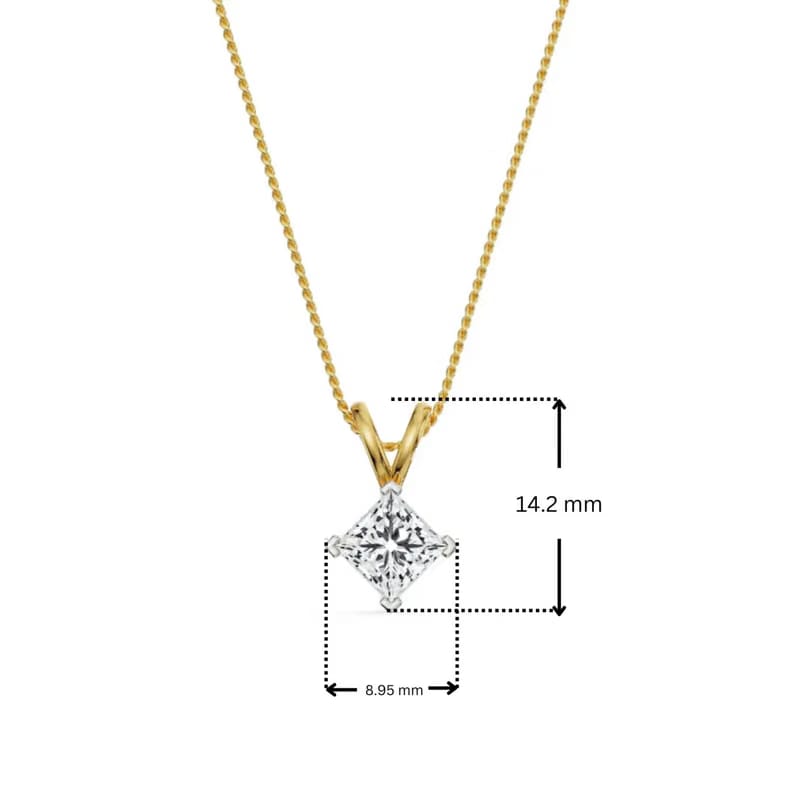 1 CT Princess Cut Lab Diamond Pendant