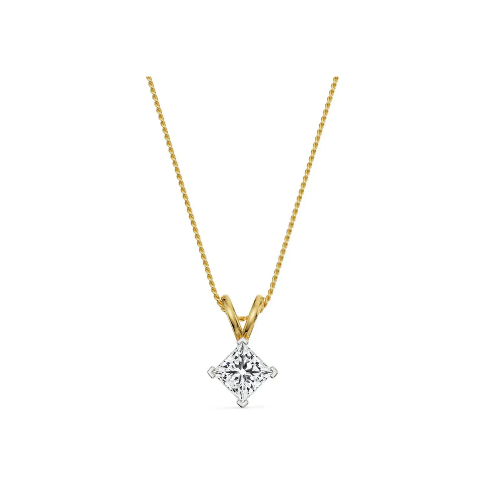 1 CT Princess Cut Lab Diamond Pendant_in_stock