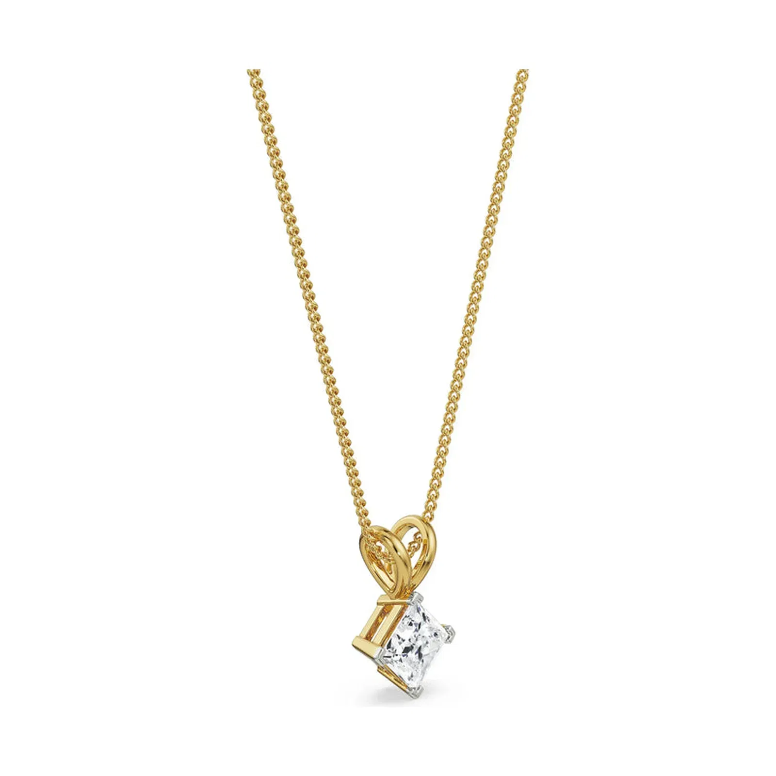 1 CT Princess Cut Lab Diamond Pendant_in_stock