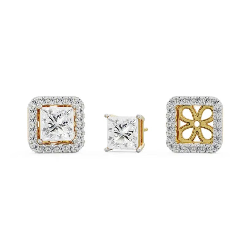 1 CT Princess Frame Lab Diamond Studs
