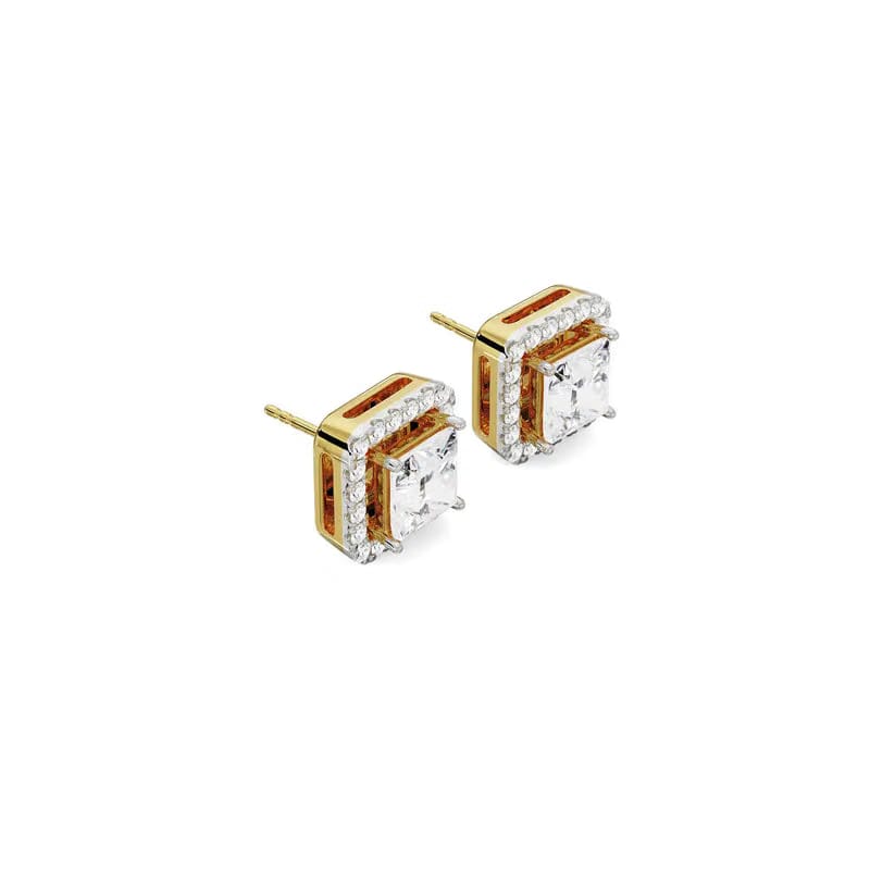 1 CT Princess Frame Lab Diamond Studs 9KT