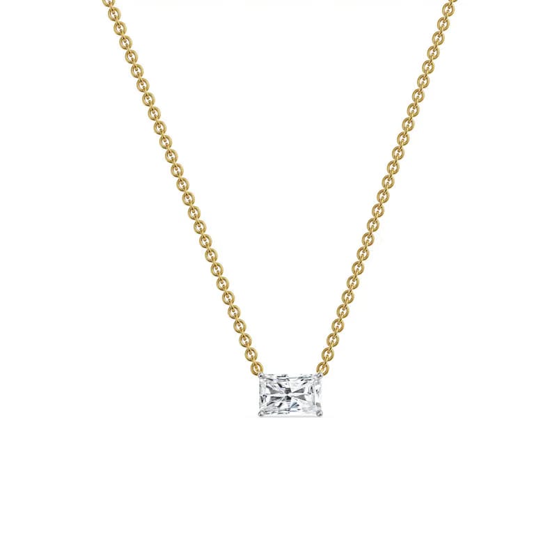 1 CT Radiant Lab Grown Diamond Necklace 9KT