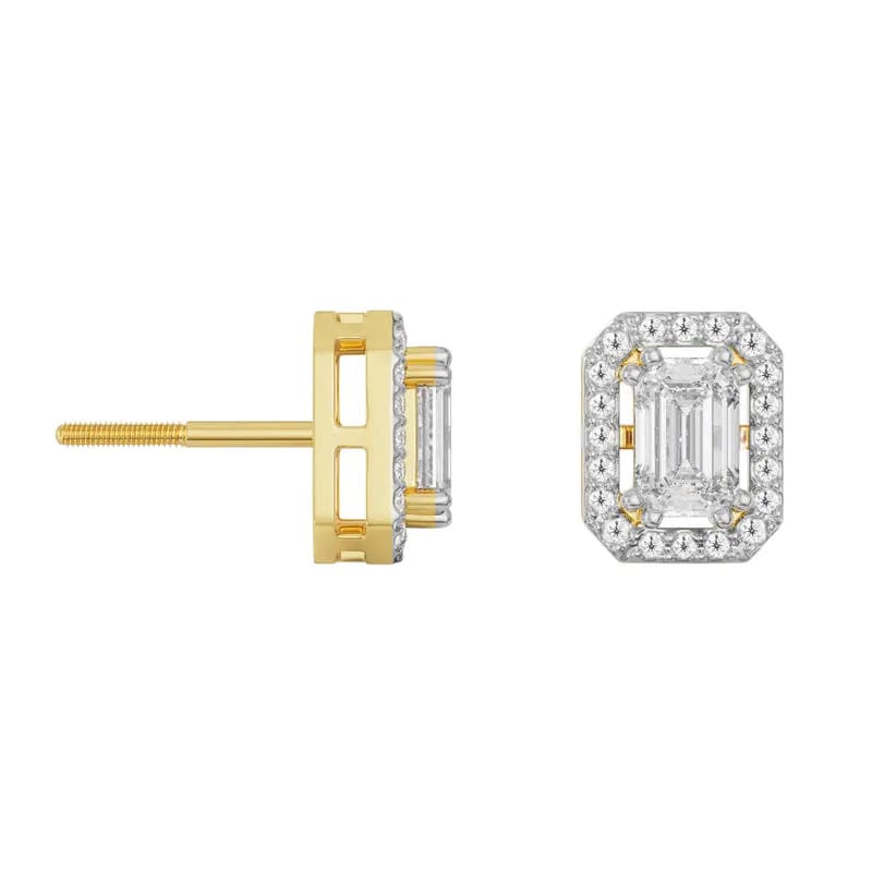 1 CT Shimmering Halo Emerald Lab Diamond Earrings