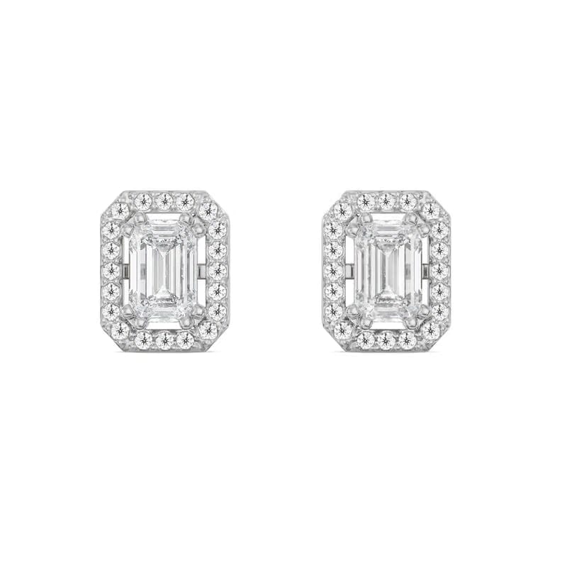 1 CT Shimmering Halo Emerald Lab Diamond Earrings