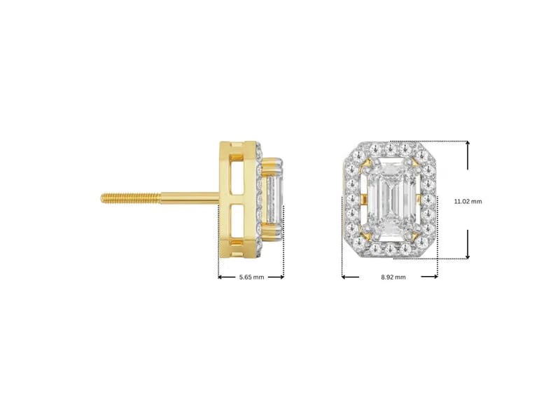 1 CT Shimmering Halo Emerald Lab Diamond Earrings 9KT