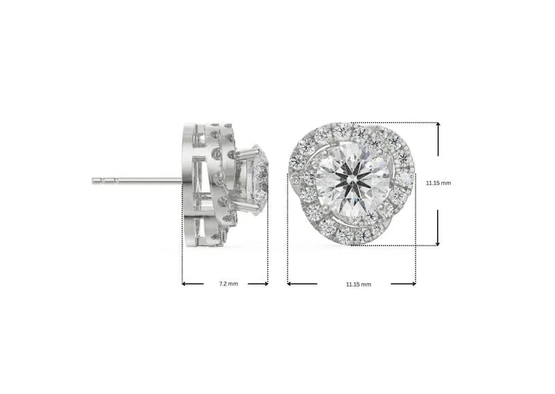 1 CT Swirl Halo Lab Grown Diamond Earrings