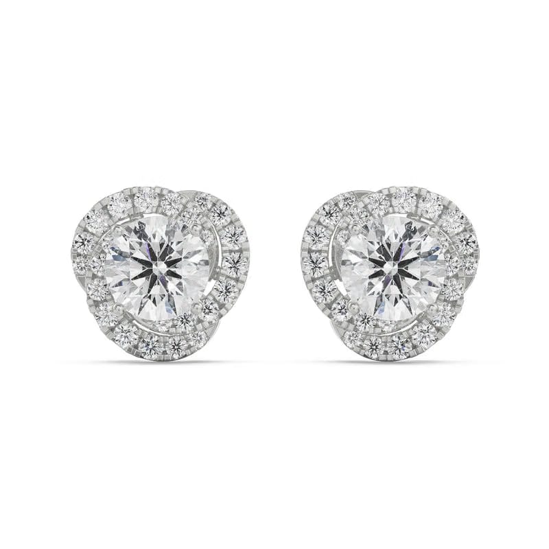 1 CT Swirl Halo Lab Grown Diamond Earrings 9KT