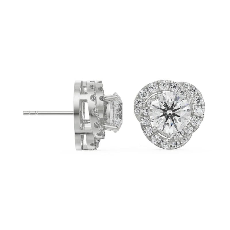 1 CT Swirl Halo Lab Grown Diamond Earrings 9KT