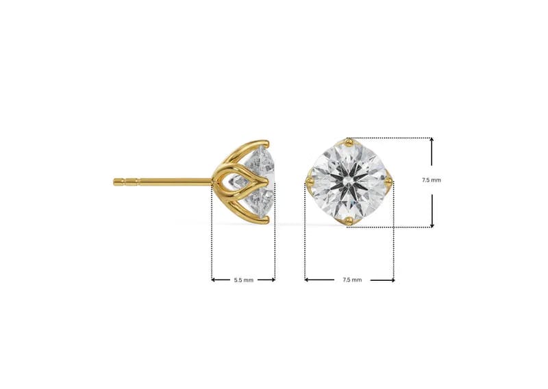 1 CT Timeless Lab Grown Diamond Solitaire Studs 9KT